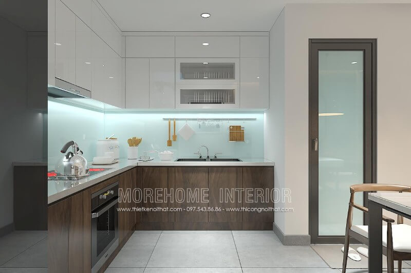 Mẫu tủ bếp chữ L đẹp được gia chủ lựa chọn vừa tiết kiệm vừa mang lại sự sang trọng, vừa tiết kiệm được tối đa diện tích cho không gian thêm rống và thoáng hơn Thiết kế tủ bếp đẹp